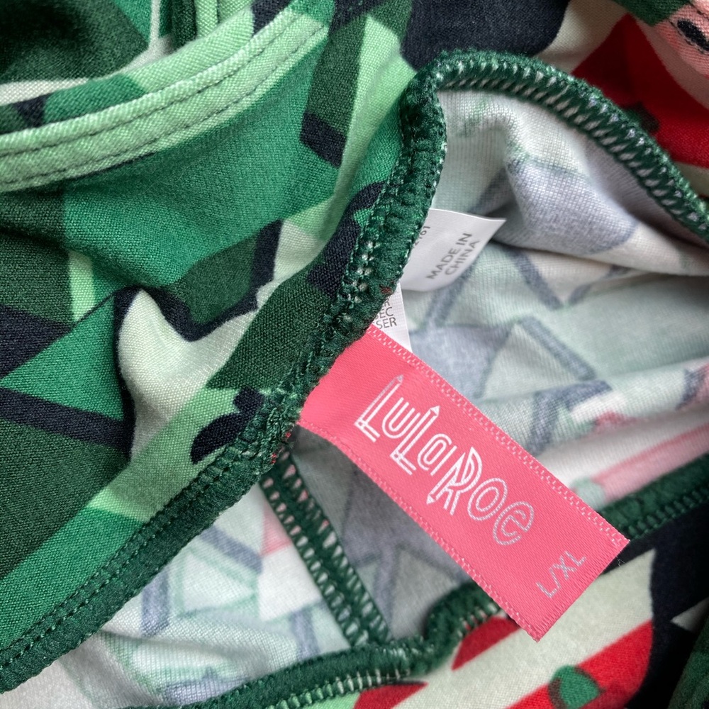 LuLaRoe KIDS L/XL Holiday Leggings Triangle Santa - Picture 2 of 8